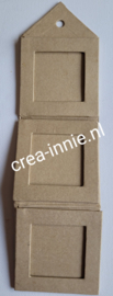 Kartonnen hanger met 3 lijstjes  3x 7.5 x 7.5 cm