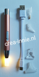 Lichtpen goudkleurig oplaadbaar warm en wit licht