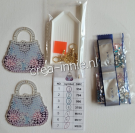Diamond painting sleutelhangers tasje 2 x lichte kleuren