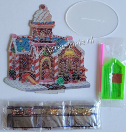 Staand ornament kersthuis kunststof