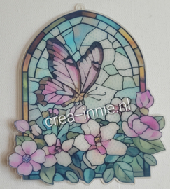 Hanger glas in lood raam vlinder