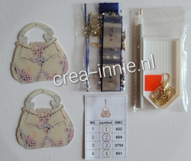 Diamond painting tasje 2x sleutelhanger lichte kleuren