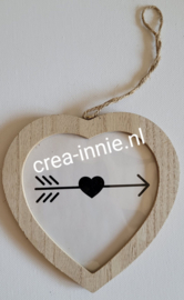 houten open hart hanger