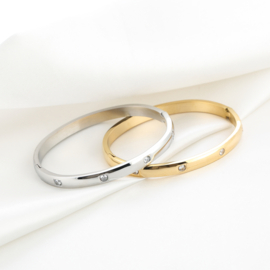 Bangle met strass  steentje's (RVS)