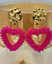 Oorbellen Heart Neon pink