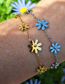 Armband Flowers  (RVS) goud/zilver
