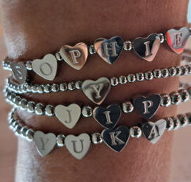 Armband Initialen Hartje (RVS)