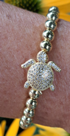 Armband  Schildpad 5 mm. Exclusieve goldcolour kralen