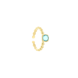 RVS Ring Aqua marine /gold