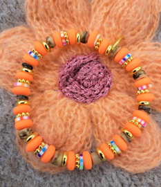 Armbandje 'hippie beach' Neon Orange