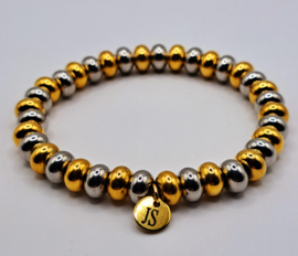 Armband 8 mm. RVS  goud/zilver