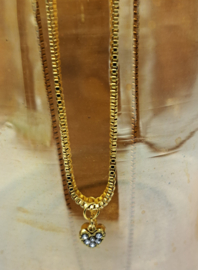 Hartjes Ketting (RVS) Gold Zirkonia