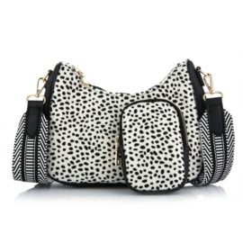 Schoudertasje Cheetah White ovaal met coin purse