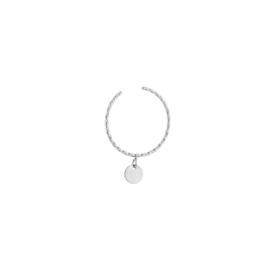 Ring met hangend rondje  zilver RVS
