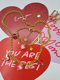 Ketting Armband Oorbellen LOVE set (RVS)