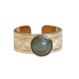 RING GEMSTONE AGAAT GREY GOLD