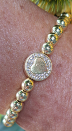 Armband Hart 5 mm. Exclusieve goldcolour kralen