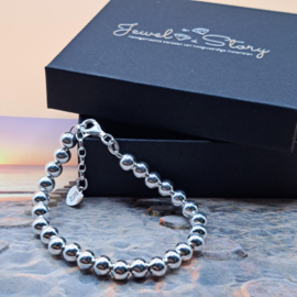 Sterling zilveren (925) bolletjes armband 6 mm.