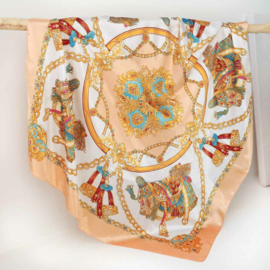 SATIJNEN BANDANA SJAAL PEACH TURQUOISE