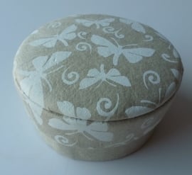 Ringdoosje Rond met Vlinderprint Taupe