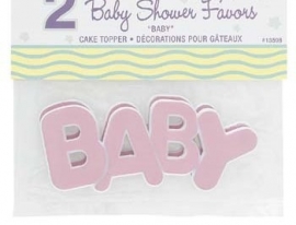 Babyshower Caketopper BABY Roze