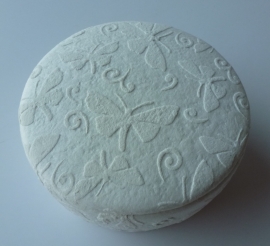 Ringdoosje Rond met Vlinderprint Creme