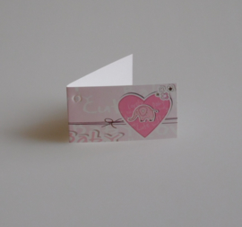 Bedankkaartjes: 25 stuks Kaartjes olifantje roze