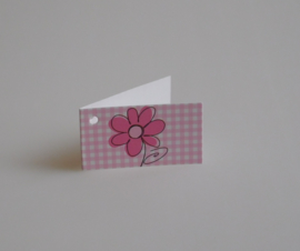 Bedankkaartjes: 25 stuks Kaartjes roze bloem