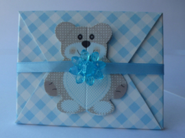 Geboortebedankje Teddy Beer Envelopje Blauw