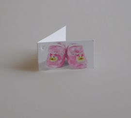 Bedankkaartjes: 25 stuks Kaartjes babyslofjes Roze en Blauw