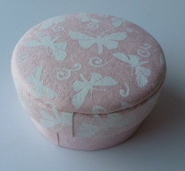 Ringdoosje Rond met Vlinderprint Roze