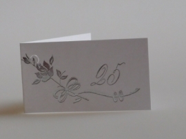Bedankkaartjes: 25 stuks Kaartjes zilveren bloem