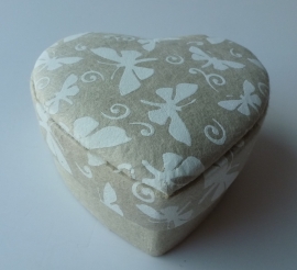 Ringdoosje  Hartvorm Vlinderprint Taupe