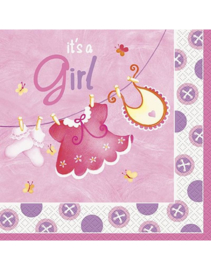 Babyshower Servetten Waslijn It's a Girl