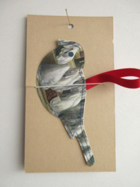 Keep vogel van papier - handgemaakt - 14cm