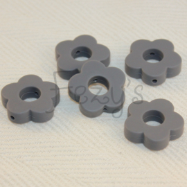 Round flower bead - darker grey