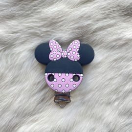 Speenclip siliconen minnie mouse - baby roze