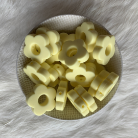 Round flower bead - creme yellow