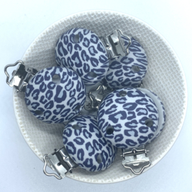 Speenclip siliconen - luipaard print grijs