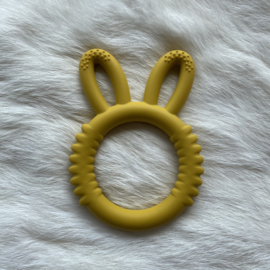 konijnen bijtring siliconen - mosterd geel