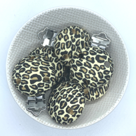 Speenclip siliconen - luipaard print beige