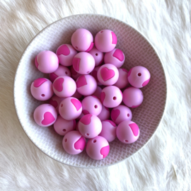 15mm -  baby pink with fuchsia heart