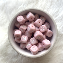 Letterbeads - silicone 12mm (PASTEL PINK')