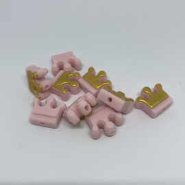 Kroontje S - pastel roze met goud