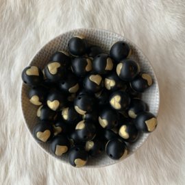 15mm - black with golden heart