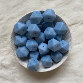 17mm hexagon glitter kralen - blauw