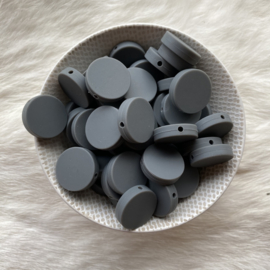 Platte ronde kraal 20mm - donker grijs