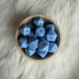Hexagon 17mm bead with 4 holes - light powder blue