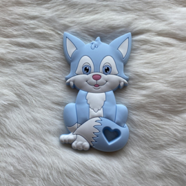 Fox sitting teether - soft blue
