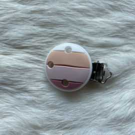 Pacifier clip silicone - rainbow pastel pink
